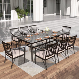 Linea 9-Piece Patio Dining Set with 82" Long Table