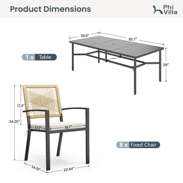 Sarasota 6/8-Seater Outdoor Dining Set with Rectanglar Table