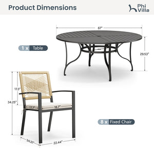 Sarasota 4/6/8-Seater Outdoor Dining Set with Round Table