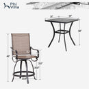 Wave 3 Pcs. Patio Bar Set With 2 Swivel Sling Bar Stools & 1 Square Table
