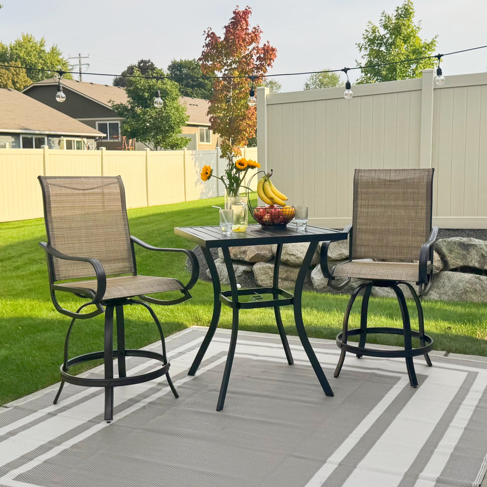 Wave 3-Piece Counter Height Bar Set with Swivel Stools