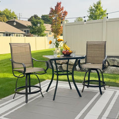 Wave 3-Piece Counter Height Bar Set with Swivel Stools
