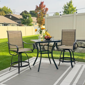 Wave 3-Piece Counter Height Bar Set with Swivel Stools