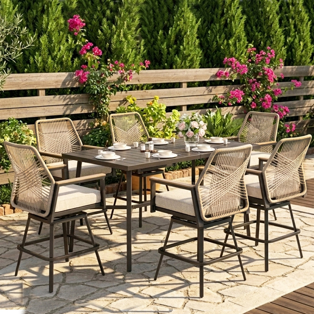 Phi Villa Mirage 7-Pcs. Rope-art High Bar Stools