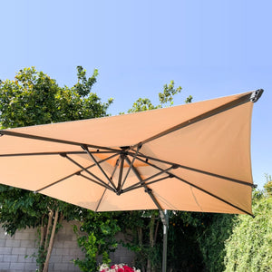 10ft Patio Square Offset Umbrella With Hanging Decorative Holes and Air Vent, With Weights 10ft Patio Square Offset Umbrella With Hanging Decorative Holes and Air Vent, With Weights