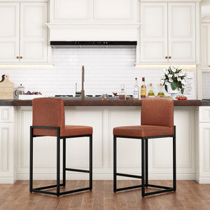 24 Inch Counter Height PU Leather Bar Stool with Backrest