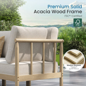 Lunada Acacia Wood Outdoor Modular Sofa Set with 2-in-1 Table