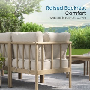 Lunada Acacia Wood Outdoor Modular Sofa Set with 2-in-1 Table