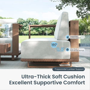 Catalina Woodgrain HDPE Patio Sectional Rattan Sofa Set