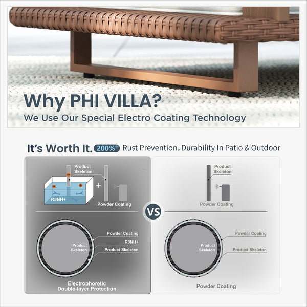 Catalina Woodgrain HDPE Patio Sectional Rattan Sofa Set