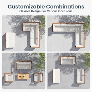Catalina Woodgrain HDPE Patio Sectional Rattan Sofa Set