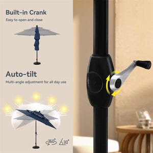 10ft 3 Tier Auto-tilt Patio Umbrella Outdoor Double Vented Umbrella