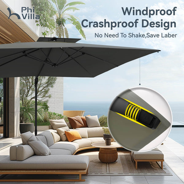 automatic umbrella for patio 10ft Square Patio Automatic Hydraulic Cantilever Umbrella with Air Ven