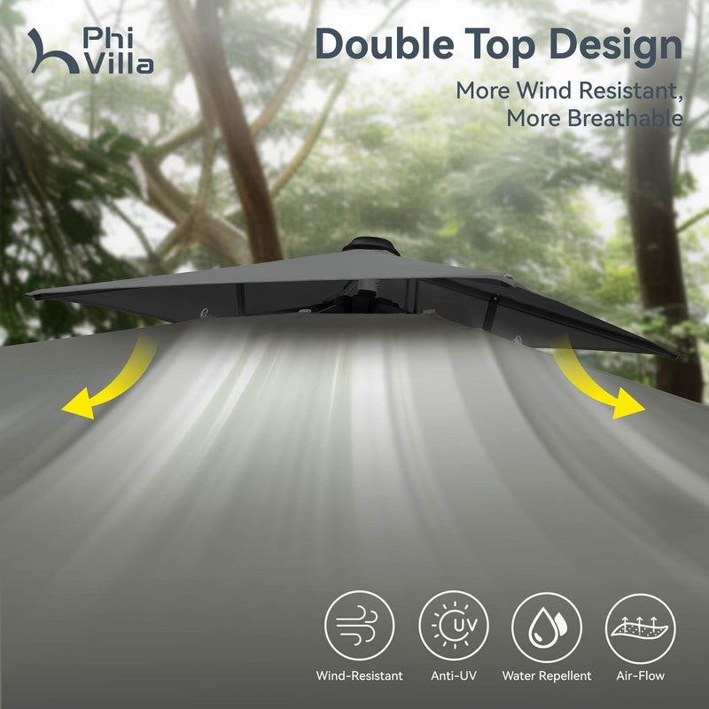 Automatic Hydraulic Cantilever Umbrella 360-Degree Outdoor Patio Parasols Umbrellas
