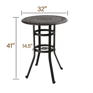 PHI VILLA Cast Aluminum Outdoor Pub Height Bar Table