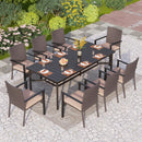 8-seat brown rattan chair dining set for deck
