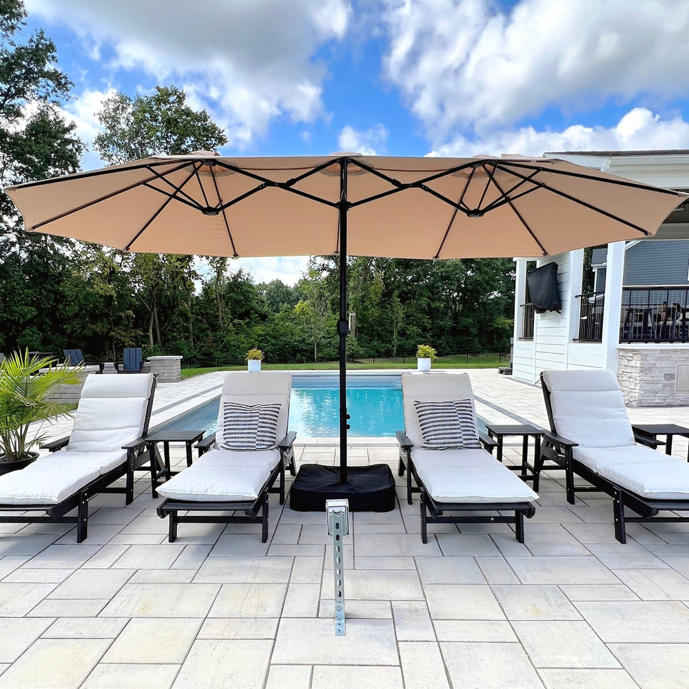 electrical patio umbrellas around elizabethtown ky or patio shades PURPLE LEAF 14ft Market Umbrella with Solar LED and Base Double-Sided Rectangle Outdoor Table Sun with Crank for Pool Beach Deck Backyard Taupe : Patio, Lawn & Garden It is very durable and is also resistant to fading JOYESERY 10 ft. x 6.5