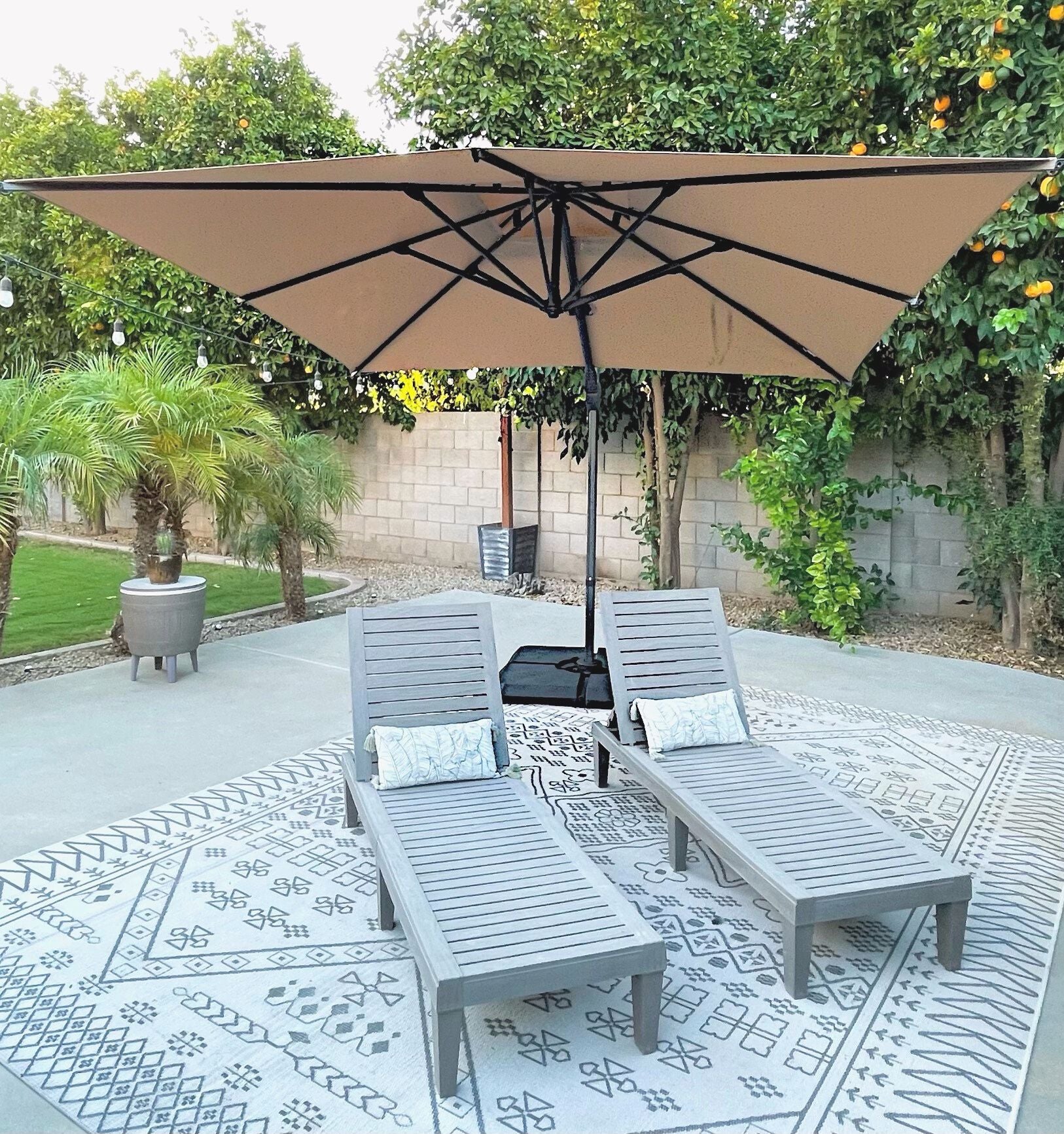 decorative outdoor patio umbrellas The Montague Umbrella x8 Struts 10ft Patio Square Offset Umbrella