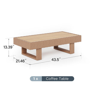 Solana Extra Wide Woodgrain Rattan Table Designed to Complete Sofa Set