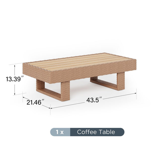 Solana Extra Wide Woodgrain Rattan Table Designed to Complete Sofa Set