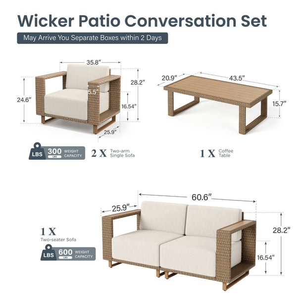 Catalina Modern Swivel Rattan Patio Sofa Set