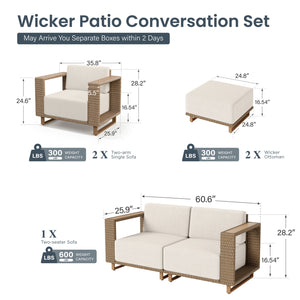 Catalina Modern Swivel Rattan Patio Sofa Set