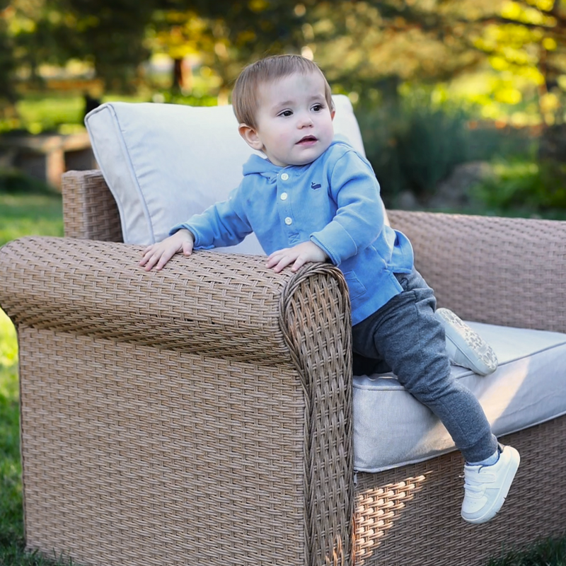 Classic Wicker Garden Sofa Set with Ottomans
