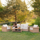 Classic Wicker Garden Sofa Set with Ottomans