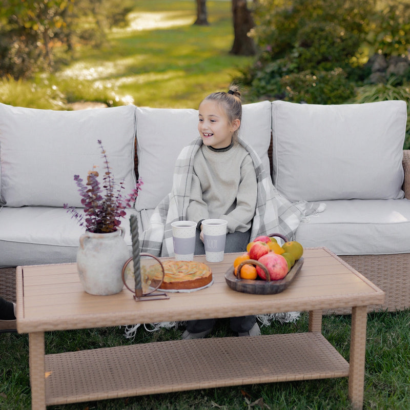 Classic Wicker Garden Sofa Set with Ottomans