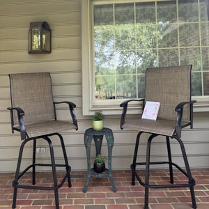 Outdoor Textilene All-Weather Swivel Bar Stools With Arms PHI VILLA