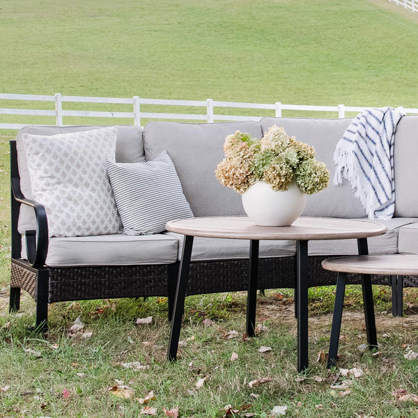 Curved Outdoor Sectional Sofa in Elegant Vines Design