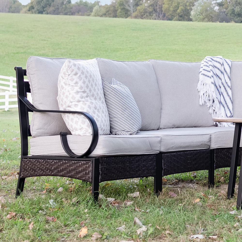 Curved Outdoor Sectional Sofa in Elegant Vines Design