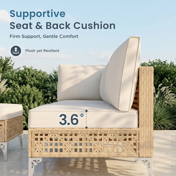 Open-Weave Wicker Deep-Seat Outdoor Sectional with Fire Pit