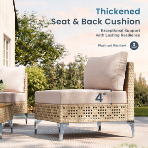 Diamond Open-Weave Wicker Deep-Seat Outdoor Sofa Set