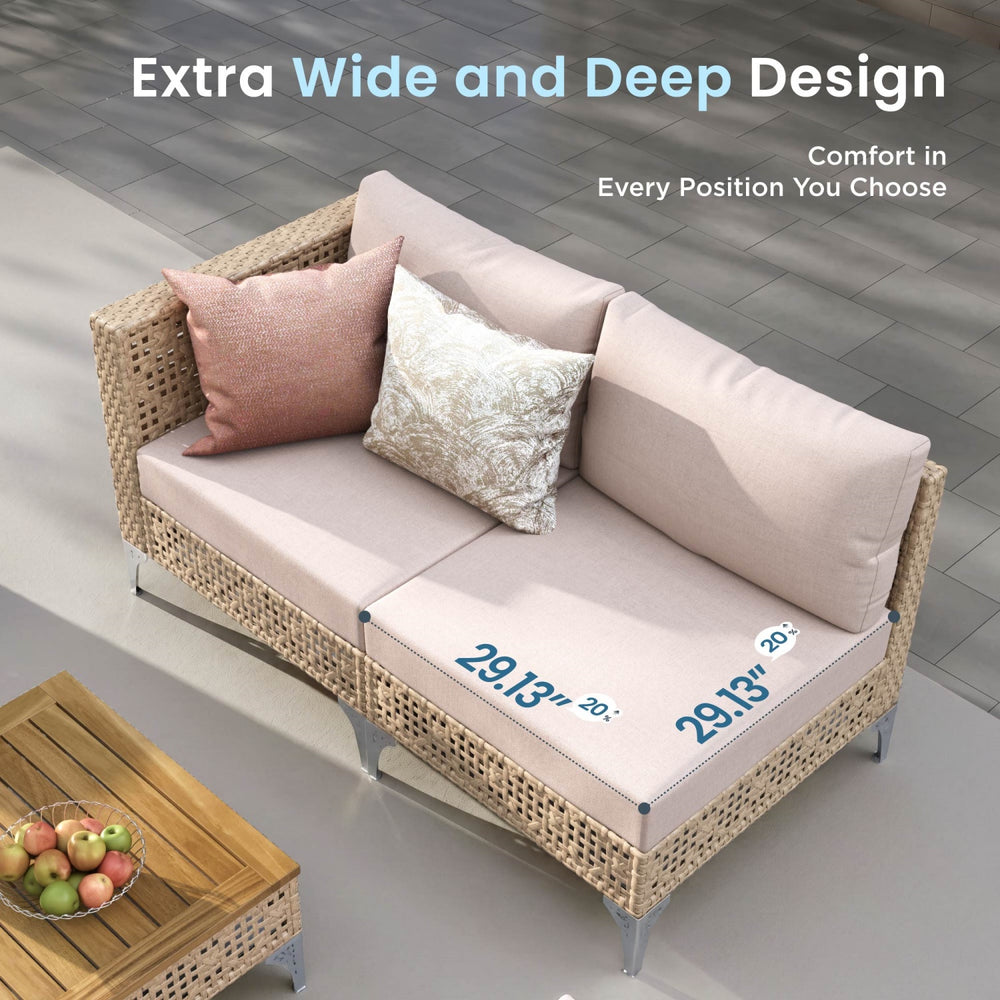 Diamond Open-Weave Wicker Deep-Seat Outdoor Sofa Set