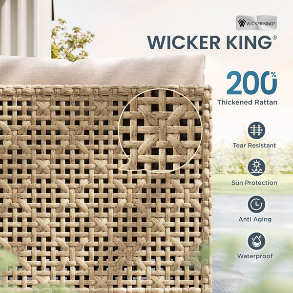 Diamond Open-Weave Wicker Deep-Seat Outdoor Sofa Set