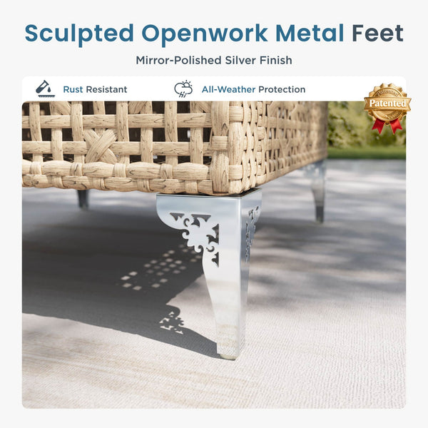 Diamond Open-Weave Wicker Deep-Seat Outdoor Sofa Set