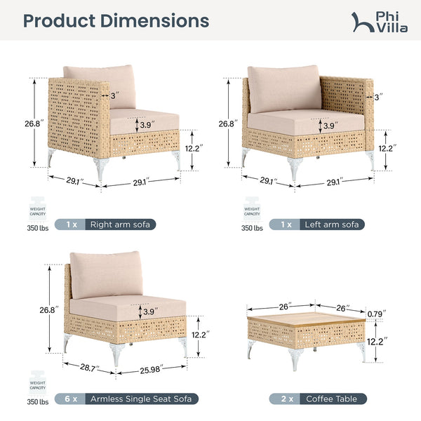 Diamond Open-Weave Wicker Deep-Seat Outdoor Sofa Set