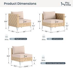 Diamond Open-Weave Wicker Deep-Seat Outdoor Sofa Set