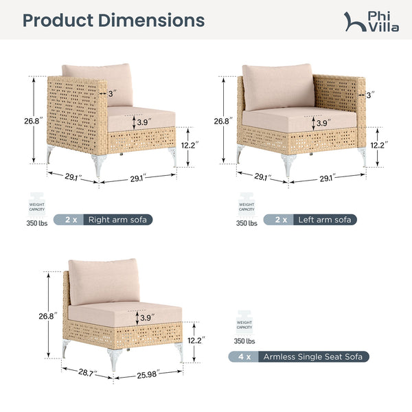 Diamond Open-Weave Wicker Deep-Seat Outdoor Sofa Set