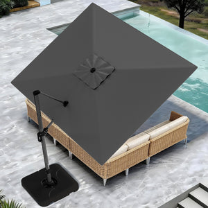 Square Cantilever Patio Umbrella - 360° Rotation and 7-Tilt Adjustable