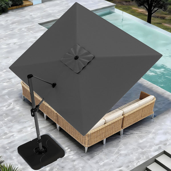 Square Cantilever Patio Umbrella - 360° Rotation and 7-Tilt Adjustable