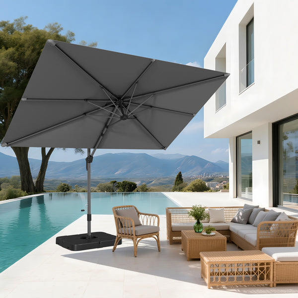 Square Cantilever Patio Umbrella - 360° Rotation and 7-Tilt Adjustable