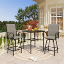 enlarged 3-piece bistro bar set gray for balcony and deck