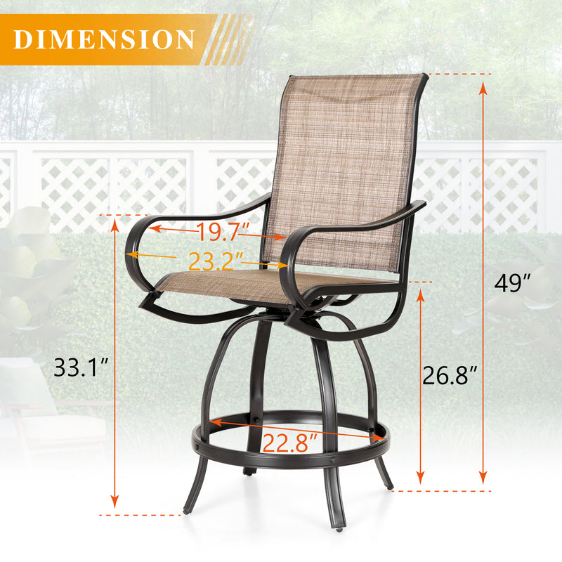 Phi Villa Outdoor Swivel Textilene Bar Stools