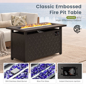 Alameda HDPE L-Shaped Modular Rattan Patio Sofa with Fire Pit Table