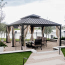 PHI VILLA 14' X 20'Outdoor Hardtop Gazebo with Galvanized Steel Roof and Mosquito Net