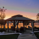 PHI VILLA 14' X 20'Outdoor Hardtop Gazebo with Galvanized Steel Roof and Mosquito Net