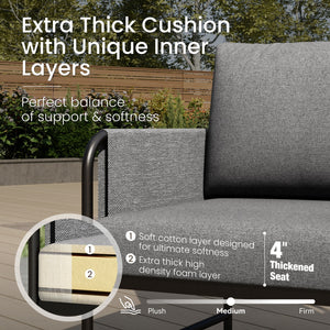 Grey KSLIN™ 5 Seat Patio Sofa with Marble Table