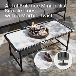 Grey KSLIN™ 5 Seat Patio Sofa with Marble Table